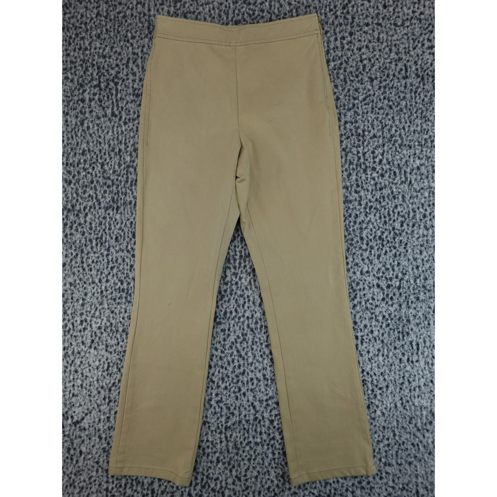 Theory Bimsa Approach Pants Womens 4 Khaki‎ Tan Side Zip Stretch Cotton